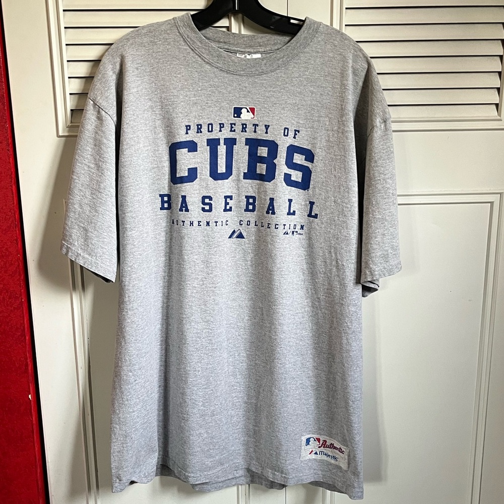 Majestic Chicago Cubs Gray Short Sleeve Tee Sz L